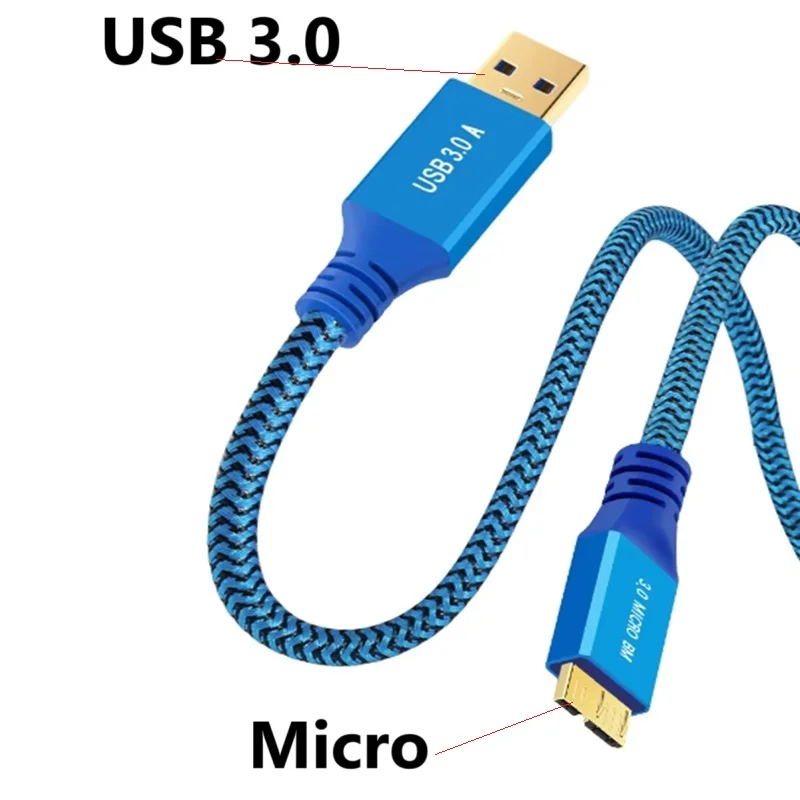 

5m 3m USB 3.0 to Micro 5Gbps Cable Data Cord Nylon Braided Cable External Hard Drive Cable Super Sync Cable For PC Laptop Cable