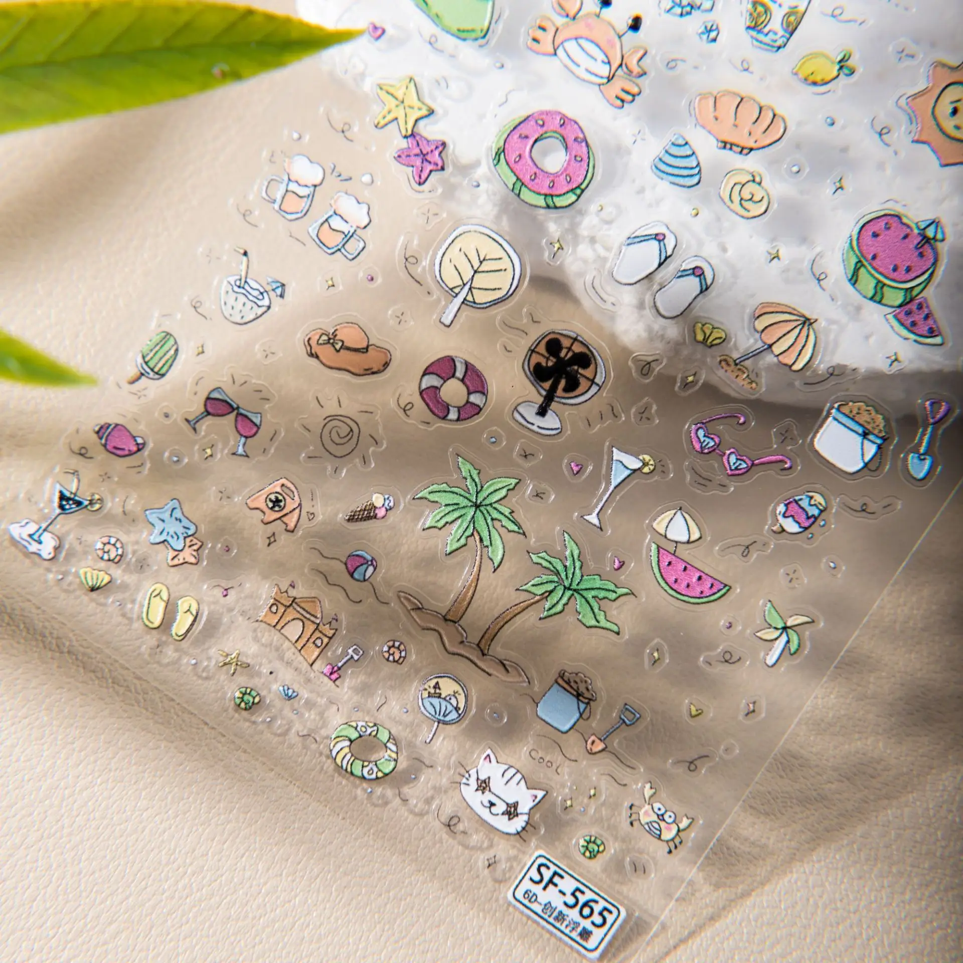 Nail Sticker Comparison Ocean Coconut Tree Doodles for Summer Diaries — view 2