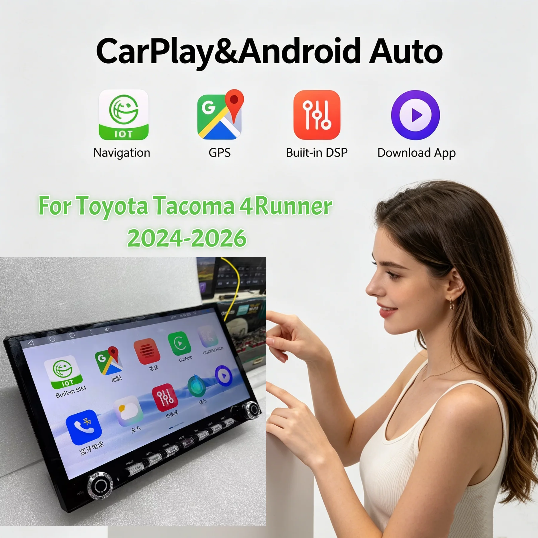 

14.6 inch 8 Core Android Carplay For Toyota Tacoma 4Runner 2024-2026 DSP Navigation GPS Multimedia Player Radio Wifi Head Unit