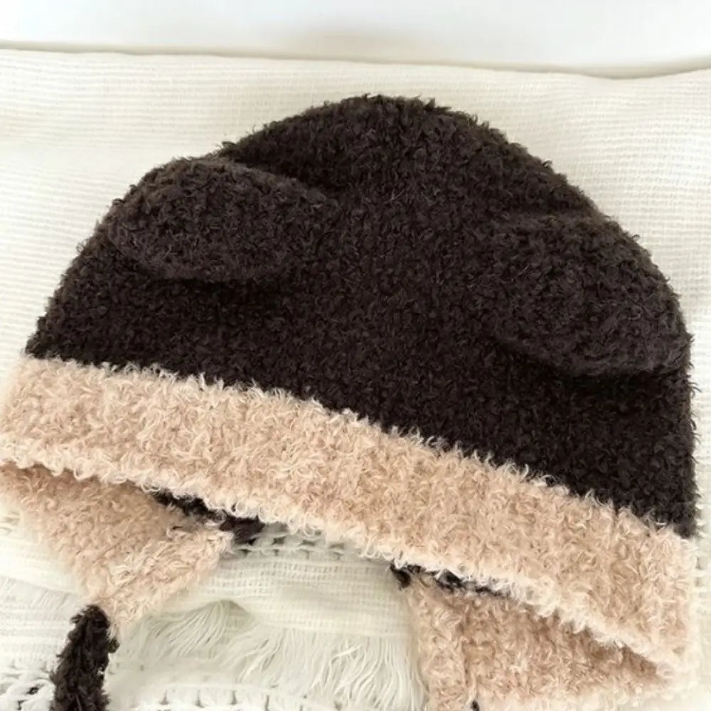 قبعة واقية من أذن الدب للسيدات ، صوف سميك ، قبعات كروشيه لطيفة ، قبعة شتوية