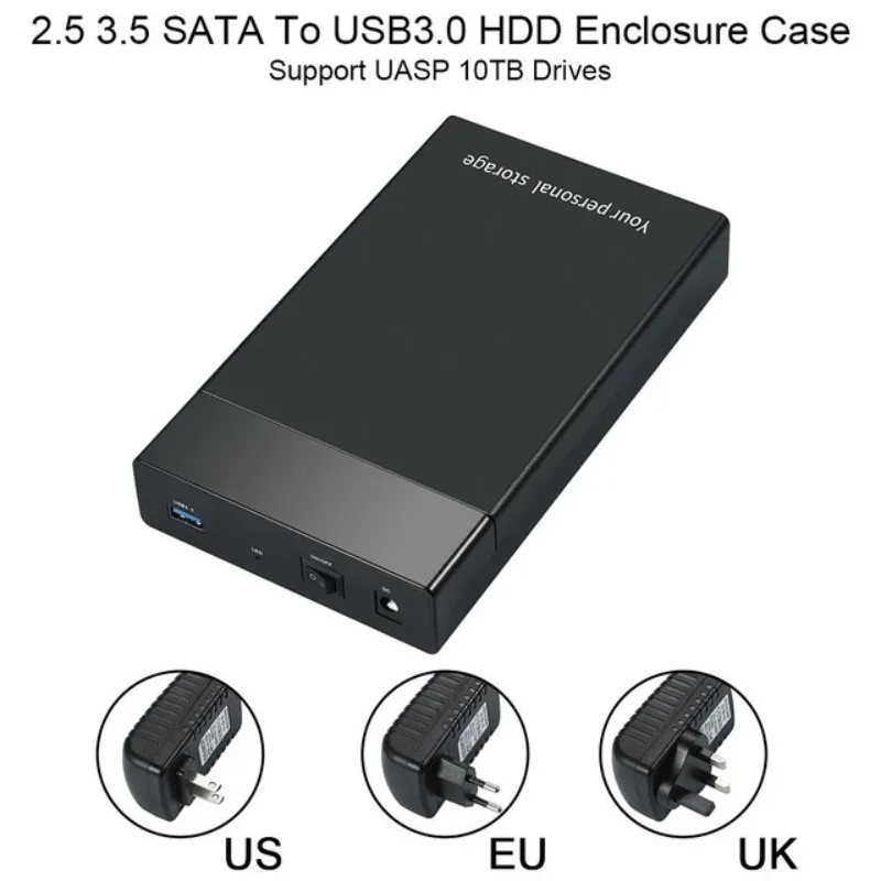 5Gbps USB 3.0 Mobile Hard Disk Box 2.5 3.5 Inch SATA Supports VariousMechanical Hard Drives and Solid State Drives (SSD)