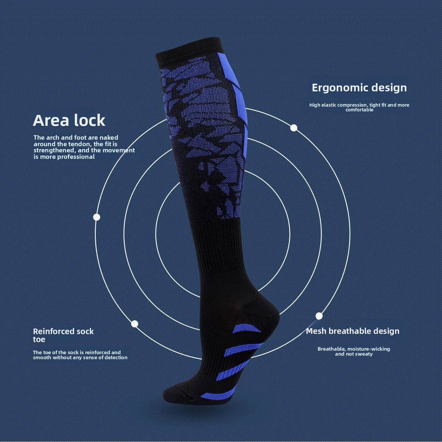 زوج واحد من الجوارب الرياضية الضاغطة للنساء والرجال - جوارب دعم ربلة الساق لتشغيل الممرضات والطيران والدورة الدموية الرياضية
