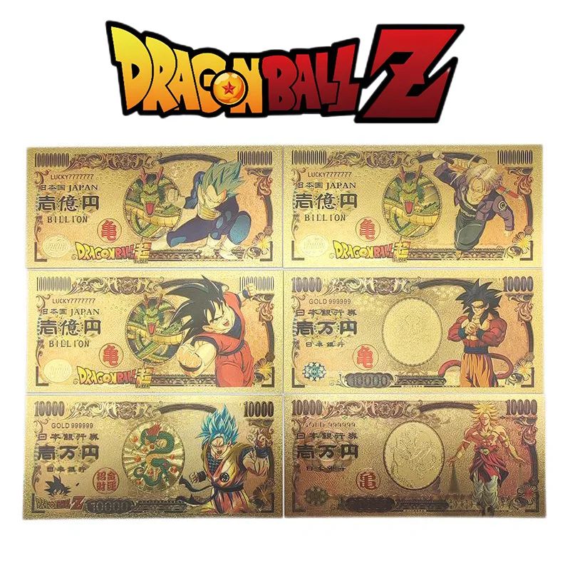 Anime Dragon Ball Z Manga Goku Vegeta Figure Collection Gold Commemorative Banknote Peripherals Toys Best Gifts