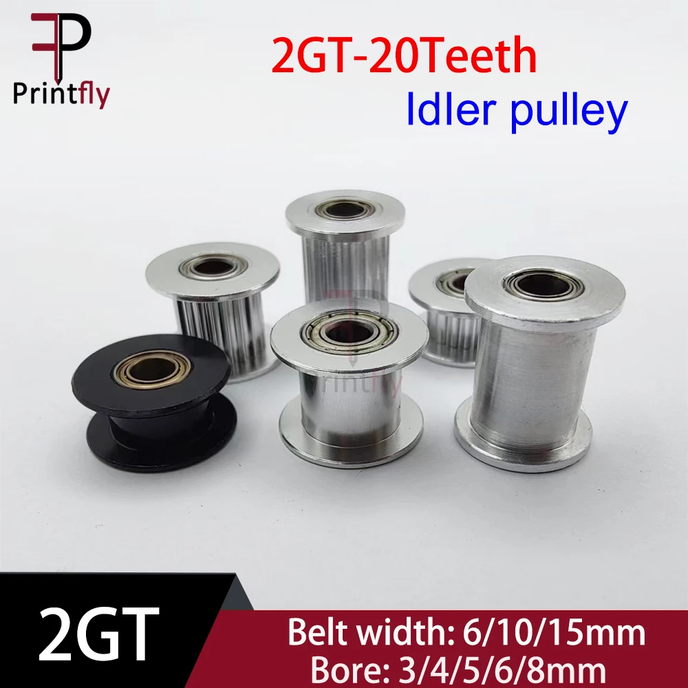Printfly 2GT Koło pasowe napinające 20 zębów Szerokość 6 10 15 mm Otwór 3 4 5 6 8 mm Łożysko Pasek rozrządu Akcesoria do drukarek 3D Napinanie