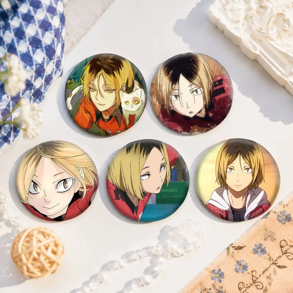 A-K-Kenma Kozum Round Snap-in Brooches Rock Band Lapel Pins Badges Fan Collection Accessories Jewelry Handmade Gifts