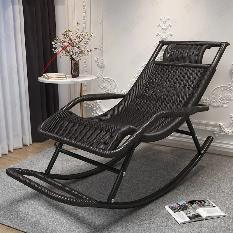 PQF Rattan Chair Recliner Rocking Chair Leisure Balcony Single Home