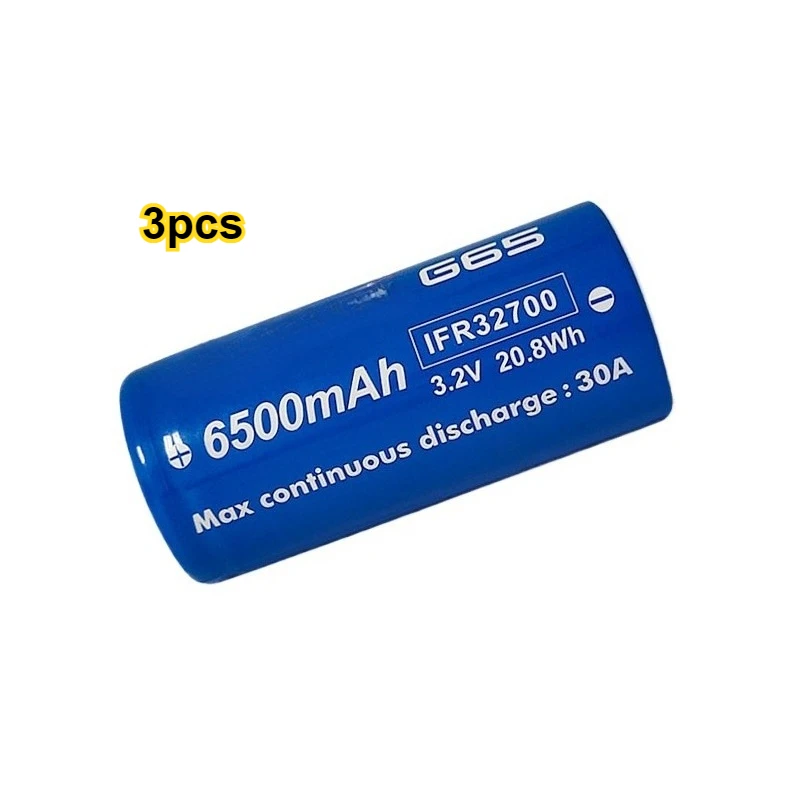 3pcs สําหรับของเล่นเครื่องมือเครื่องใช้ภายในบ้านยานพาหนะไฟฟ้า Vapcell 32700 G65 6500mAh แบตเตอรี่ IFR32700 แบตเตอรี่
