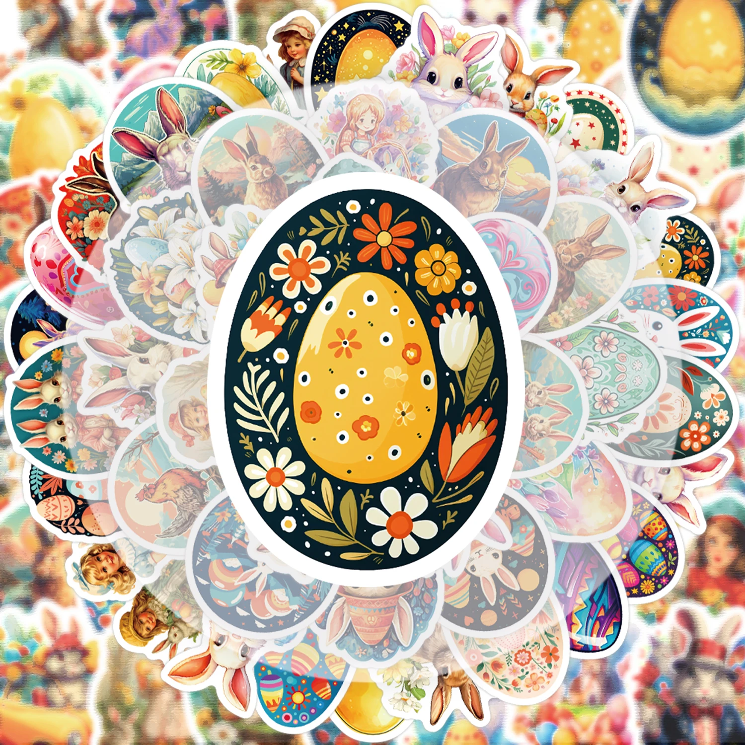 50 Easter Bunny Series Graffiti Stickers, Vibrant Stickers and Decals, Suitable for Water Bottles, Laptops, Mobile Phones, Suitcases, Skateboards, Guitars, Party Decorations