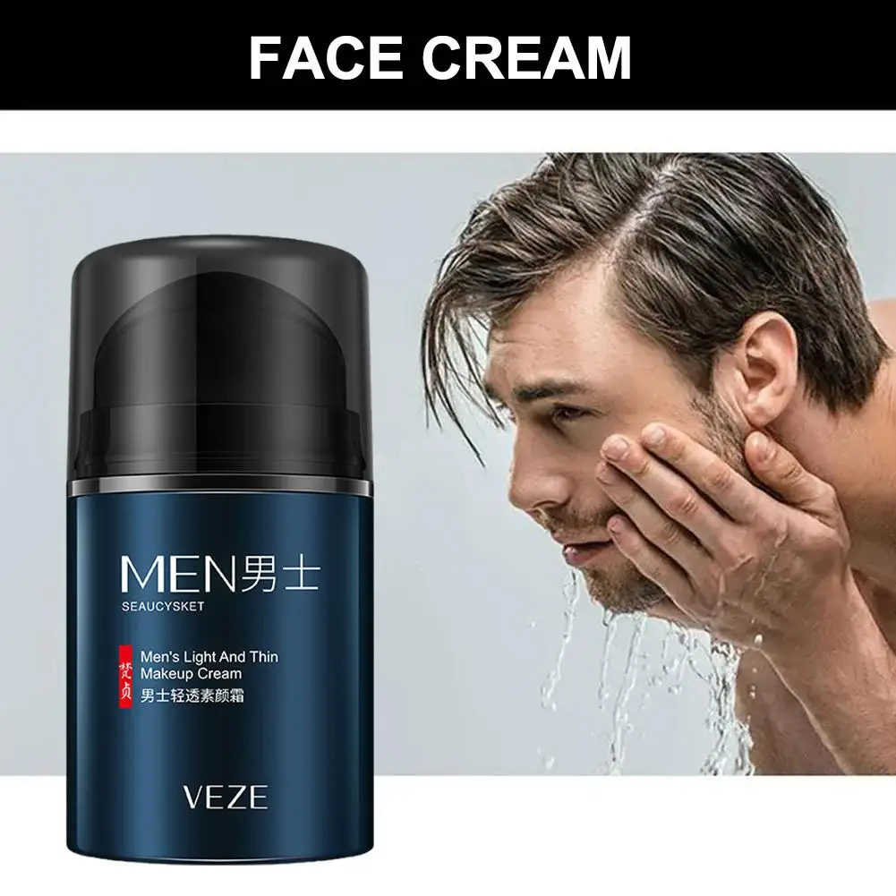 Creme facial maquiagem leve masculino, 50g, hidratante, hidratante, clareador, cuidado diário da pele, removedor de manchas escuras, tratamento de bolsas oculares