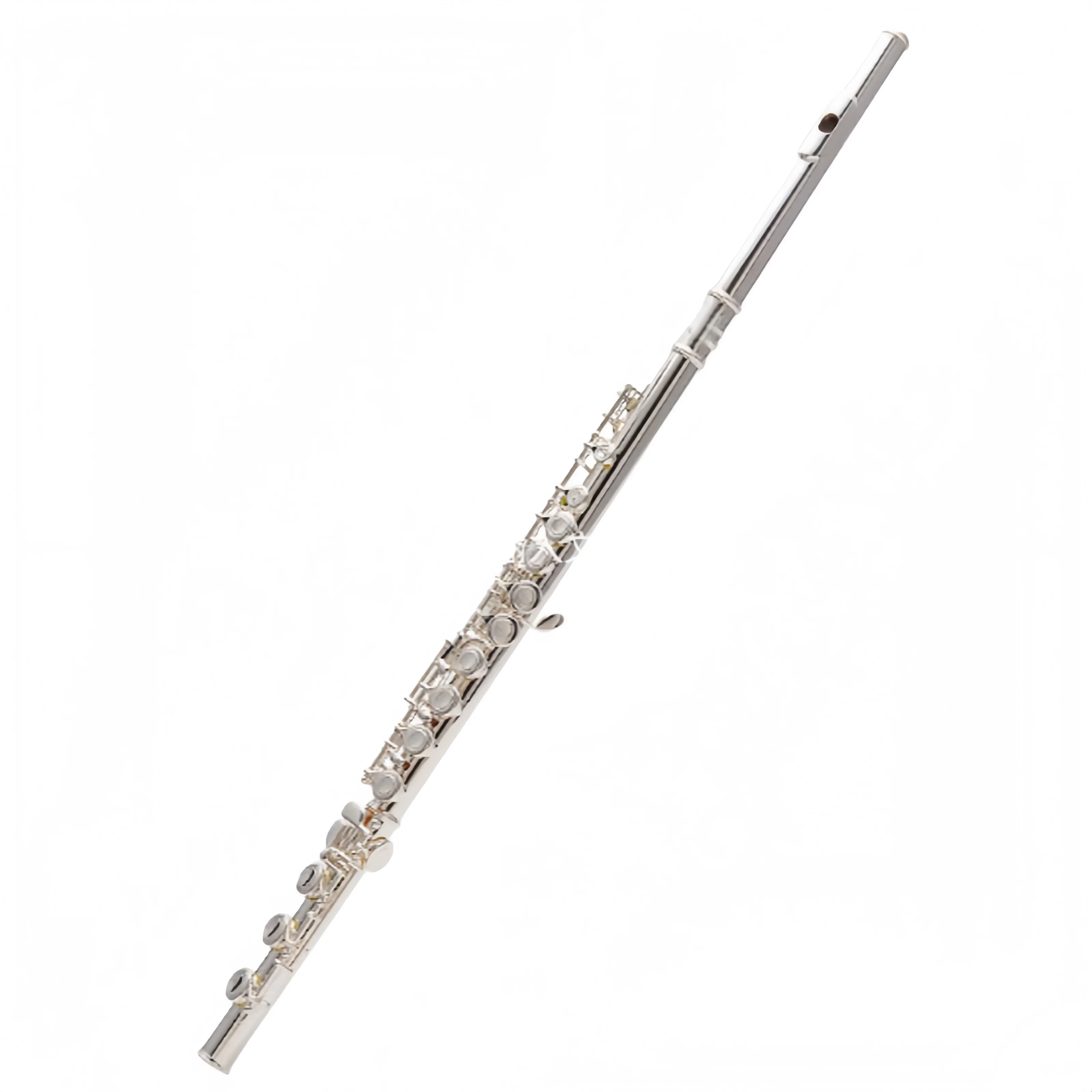 Professional 17-Hole Silver Plated Flute C-Tone Closed Hole Curved Tone Holes Cupronickel Body B Tail Beginner Performance E Key