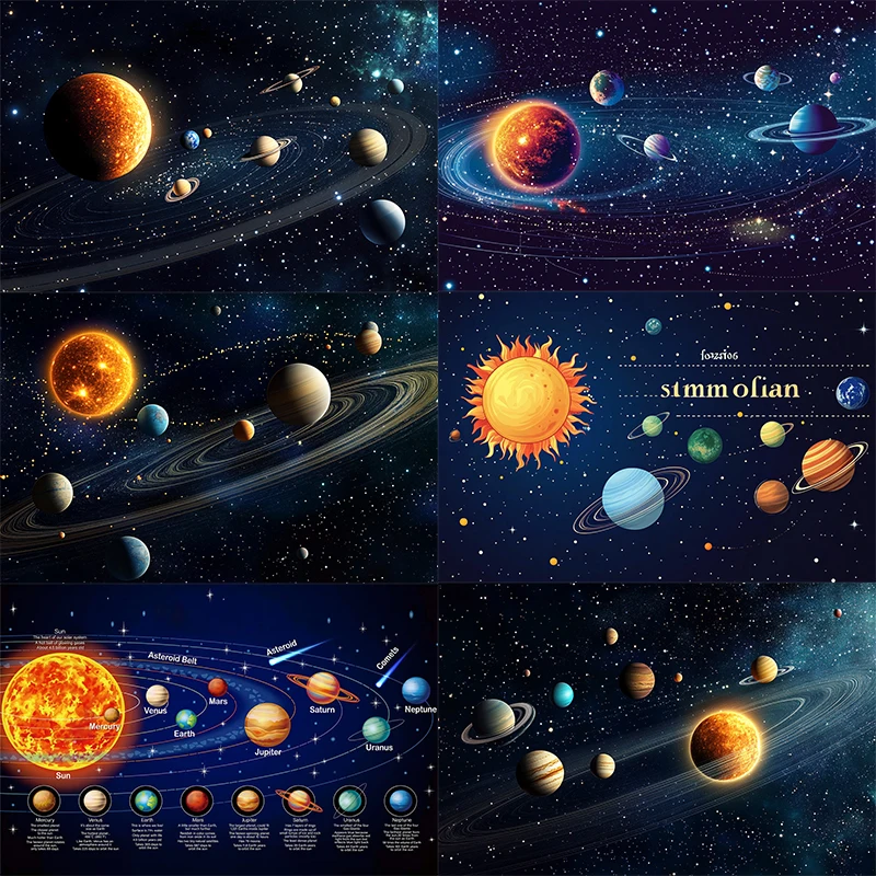 Sonnensystem-Poster, Leinwanddruck, Weltraum-Planet, Wandkunst, Gemälde, geeignet für Zuhause, Wohnzimmer, Dekoration