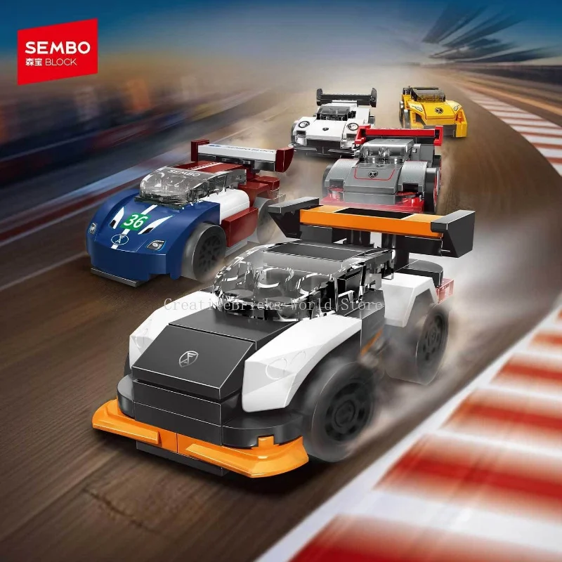 Senbao New Product Building Blocks High-speed Racing Car Building Block Models Ornaments Puzzle Toys Children Birthday Gift
