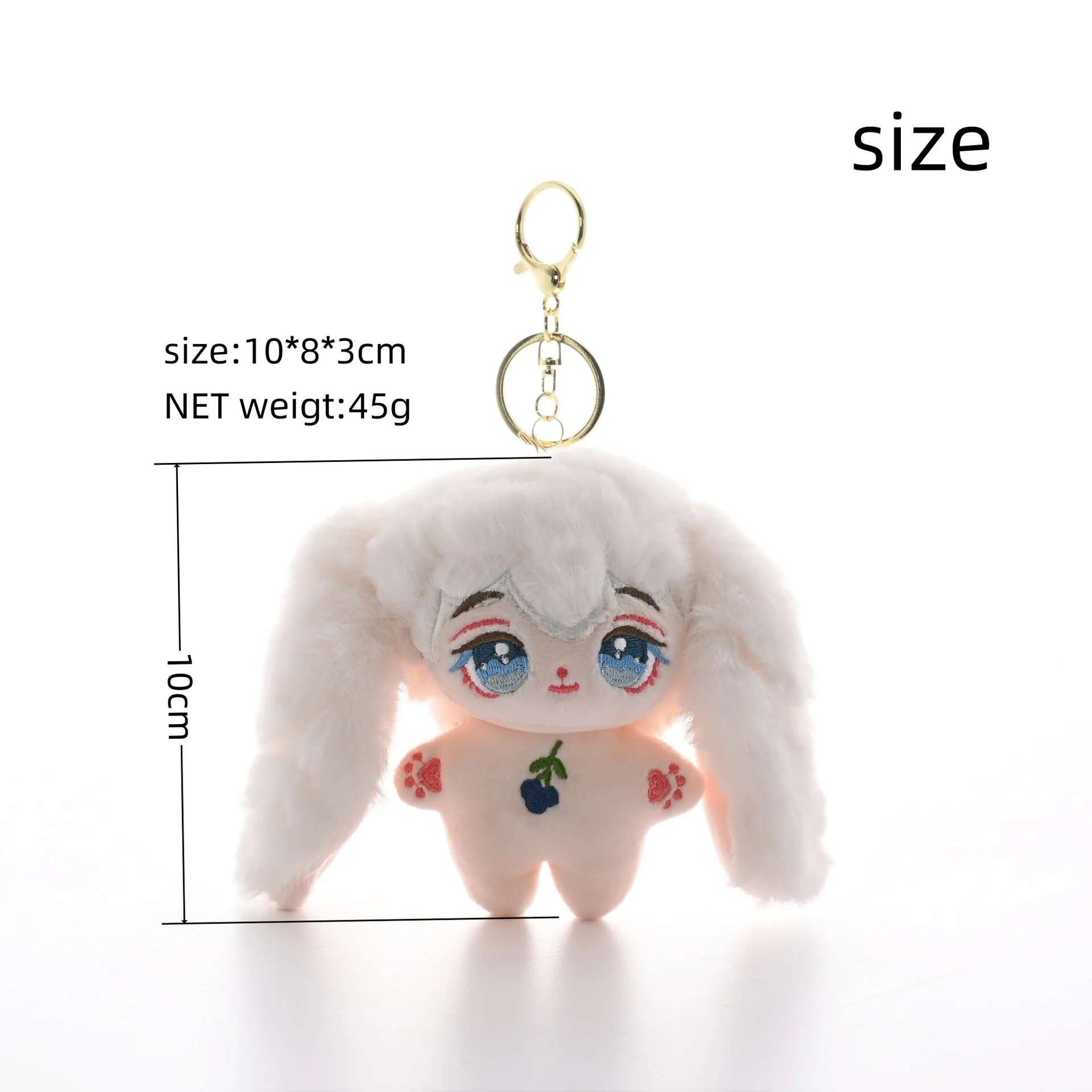 ตุ๊กตานุ่มผมยาวตุ๊กตาผ้าฝ้าย Rabbit Cub ของเล่นตุ๊กตาพวงกุญแจรถพวงกุญแจจี้