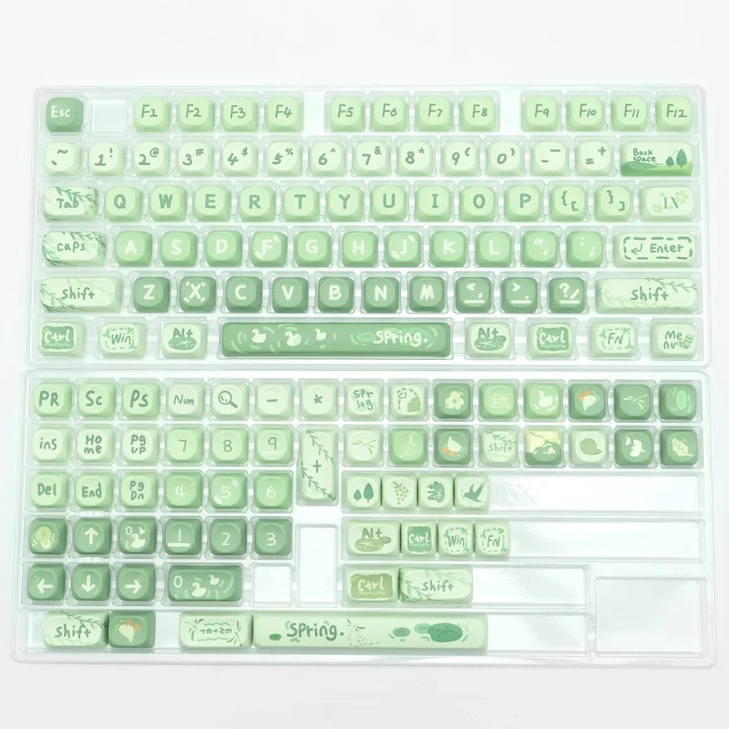 Spring Tour Theme Keycap Set MOA Profile Matcha Milk Green PBT Material Dye Sublimation Fit 61%-108% Mechanical Keyboard Keycaps