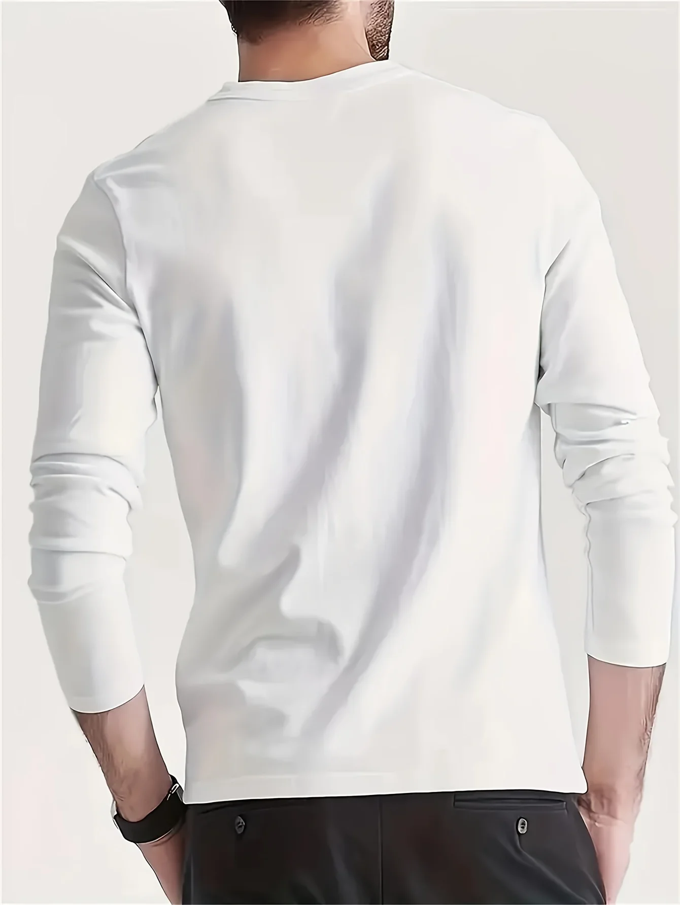 تي شيرت رجالي 100% من القطن الخالص فضفاض ومريح كاجوال رياضي بنمط الساموراي الياباني مطبوع برقبة دائرية وأكمام طويلة #4