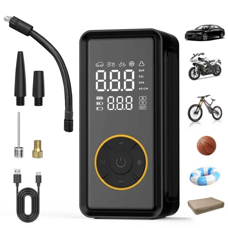 Smart Wireless Tire Inflator Dual-Screen Digital Display Portable High Pressure Electric Car Air Pump Rechargeable Air Compresso