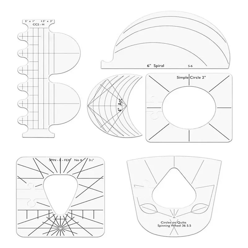 

A74E-6Pcs Tailor Ruler Templates Set DIY Apparel Sewing Supplies Quilter Ruler Sewing Stencil Tool Sewing