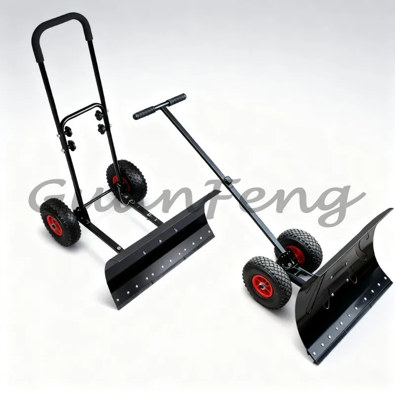 Wheeled Hand Push Snow Shovel, Labor‑Saving Outdoor Snow Removal Clearing Tool for Patio Walkway Winter Snow Work