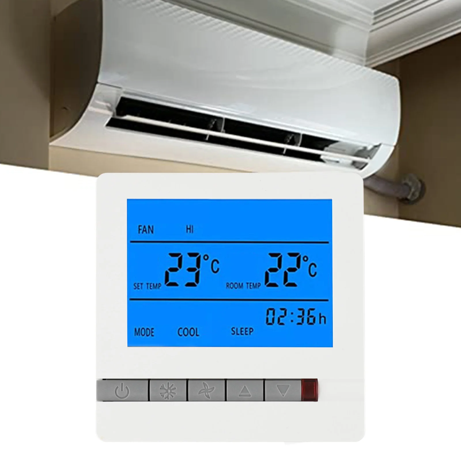 Digital Thermostat Intelligent Control Panel Air Conditioner LCD DisplayTemperature Controller LCD Display Non-programmable Ther