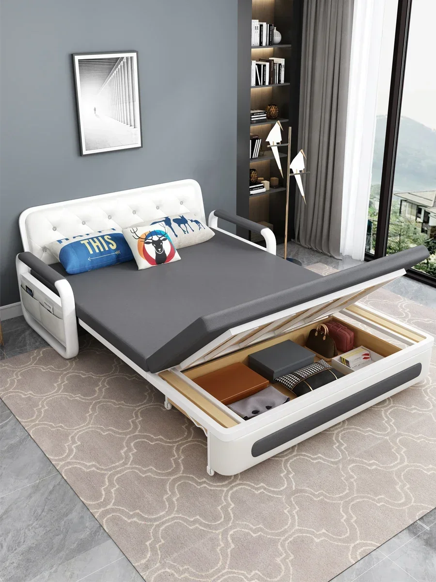 Sofa Bed Dual-Purpose Foldable Single Multi-Functional Storage Organizer Small Apartment Living Room Double Cloth Sofa Bed