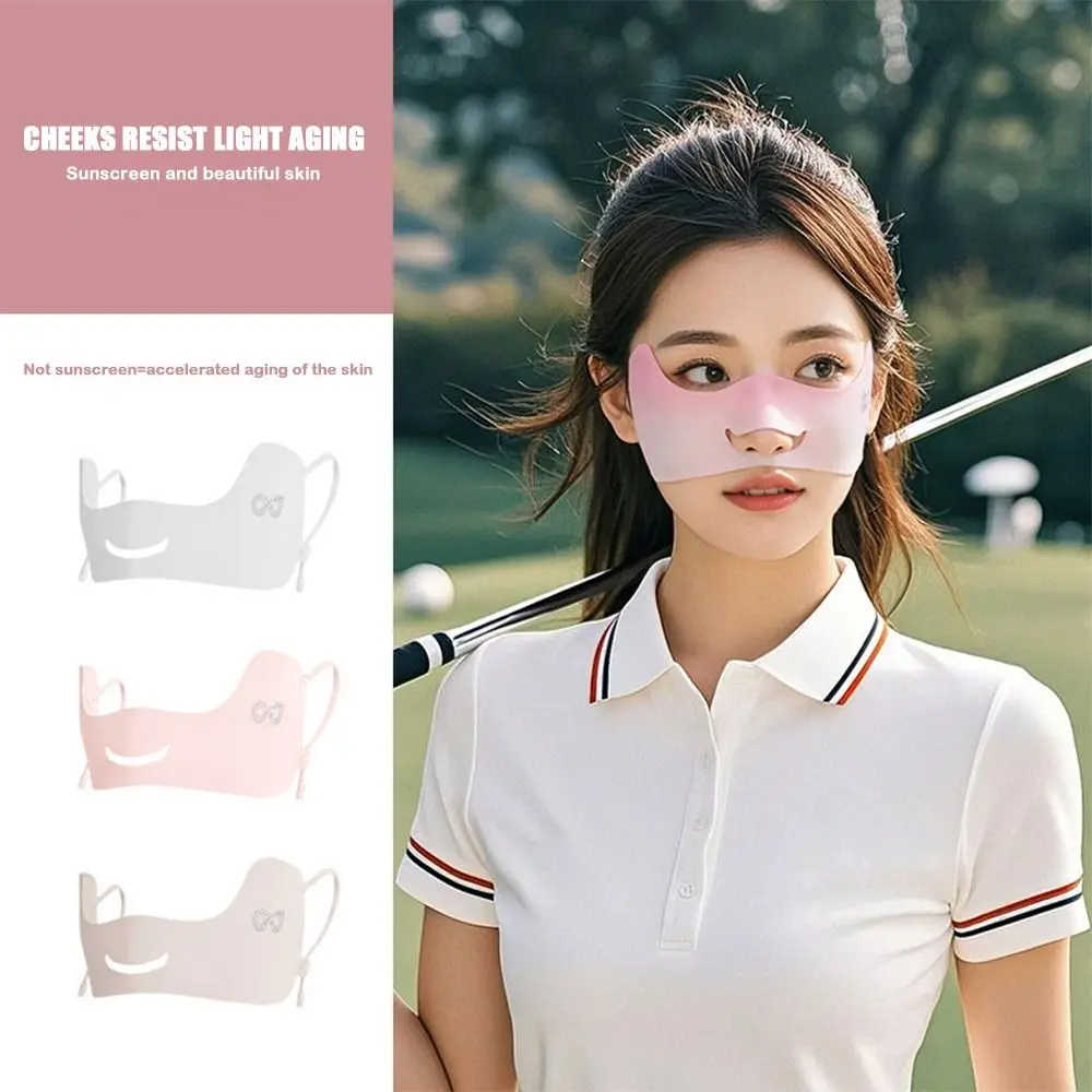 

Summer Ice Silk Sun Protection Mask UPF50+ Half Face Face Sunscreen Mask Breathable Adjustable Women Face Mask for Golf Sports