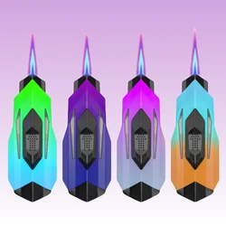 4 Pieces Per Set Torch Lighter with LED Light Refillable Butane Gas Lighter Adjustable Flame Windproof Jet Flame Lighter Smoking
