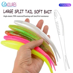 3Pcs Floating TPR Soft Bait 17cm 16g V-shape Split Tail Swimbait Worm Artificial Silicone Rock Shiner Fishing Lures