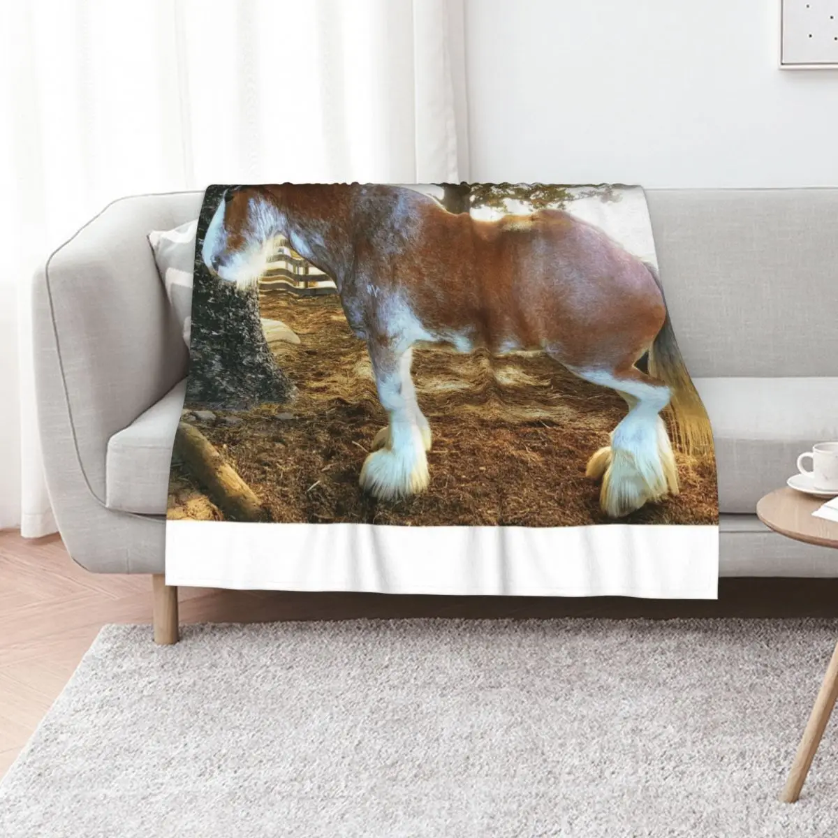 

Brown Mottled Clydesdale Horse Throw Blanket Luxury St Single funny gift blankets and throws Blankets