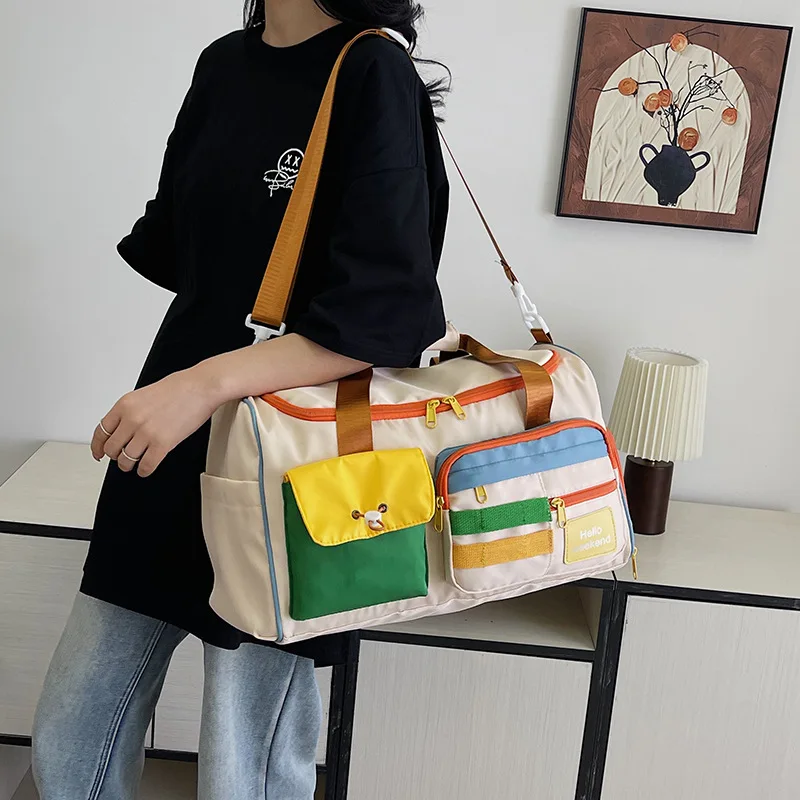 

Color Blocking Crossbody Sports And Fitness Bag Large Capacity Travel Hand Luggage Bag Travel Bag Short Distance Business Trips