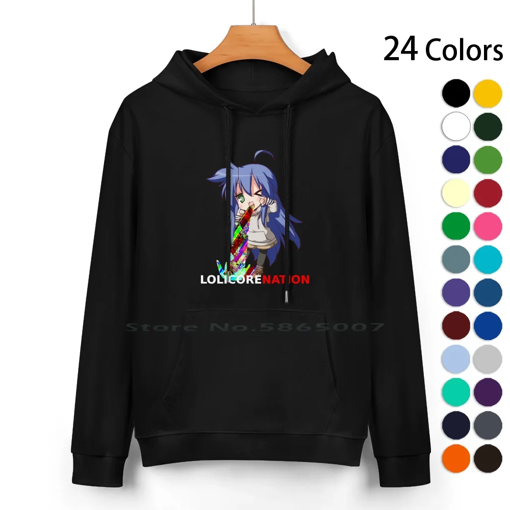 Lolicore Nation Glitch Vomit Shirt Pure Cotton Hoodie Sweater 24 Colors Lolicore Nation Konata Lucky Star Vomit 100% Cotton