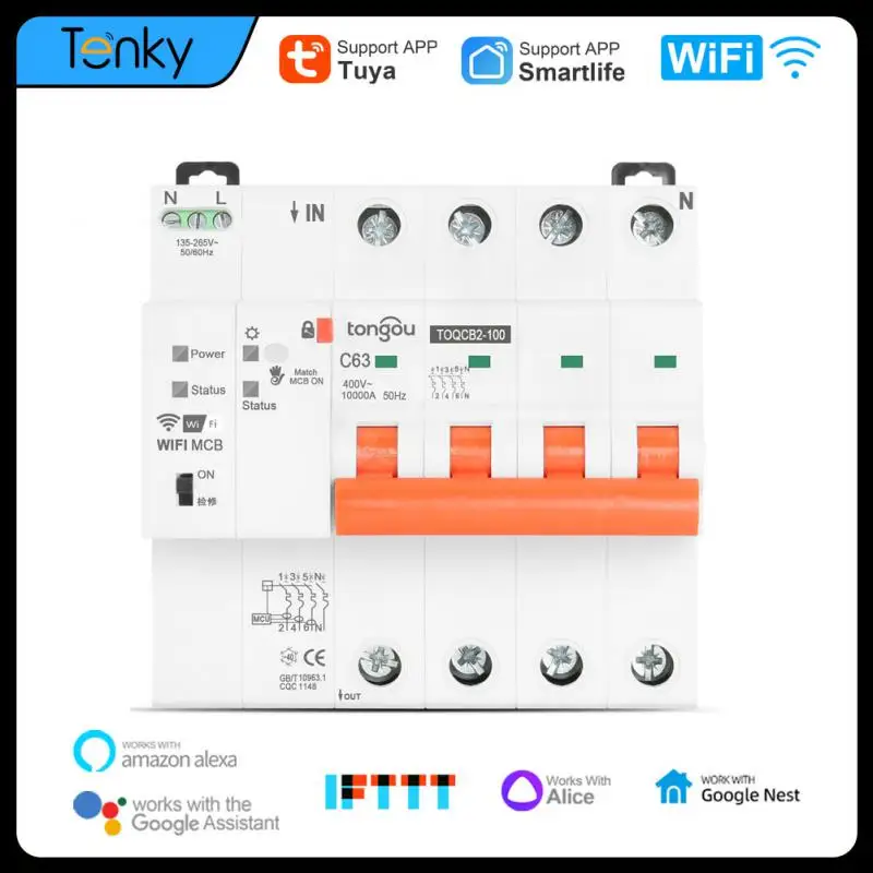 

Tuya WIFI Smart Home Measurement Circuit Breaker Smart Life Timer Remote Control Wireless Automatic MCB Works With Alexa Alice