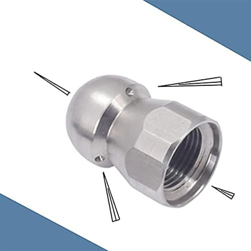 Sewer Jetter Nozzle for Pressure Washer High Pressure Power Washer Hose Nozzle Drain Jetting Stainless Steel 3/8 Female 5000 PSI - view 3