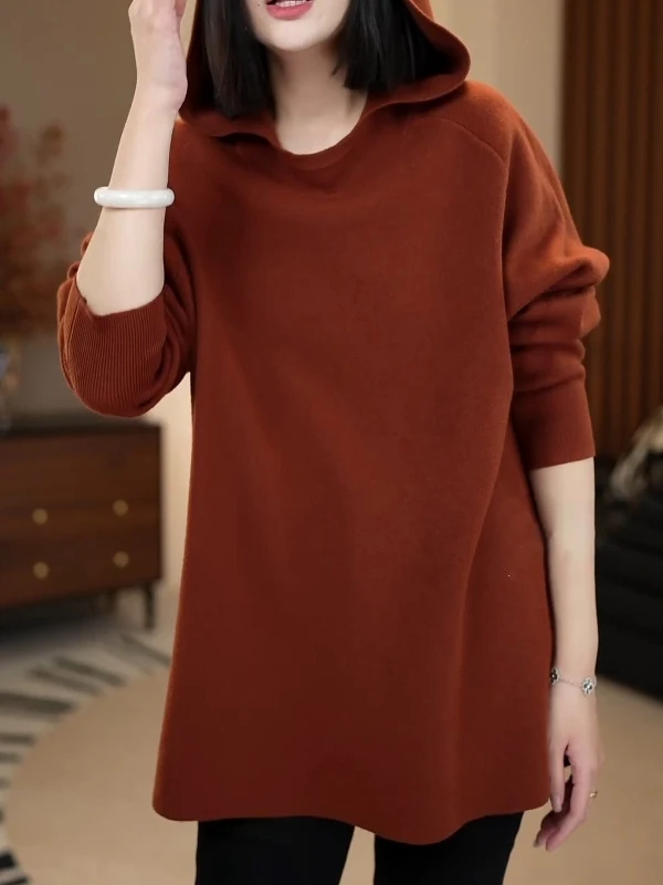 

plus Size Faionable Loose Knitted Hat Sweater Mid-Length Inner Wear Base irt Top for Plump Women Autumn Winter New Sle