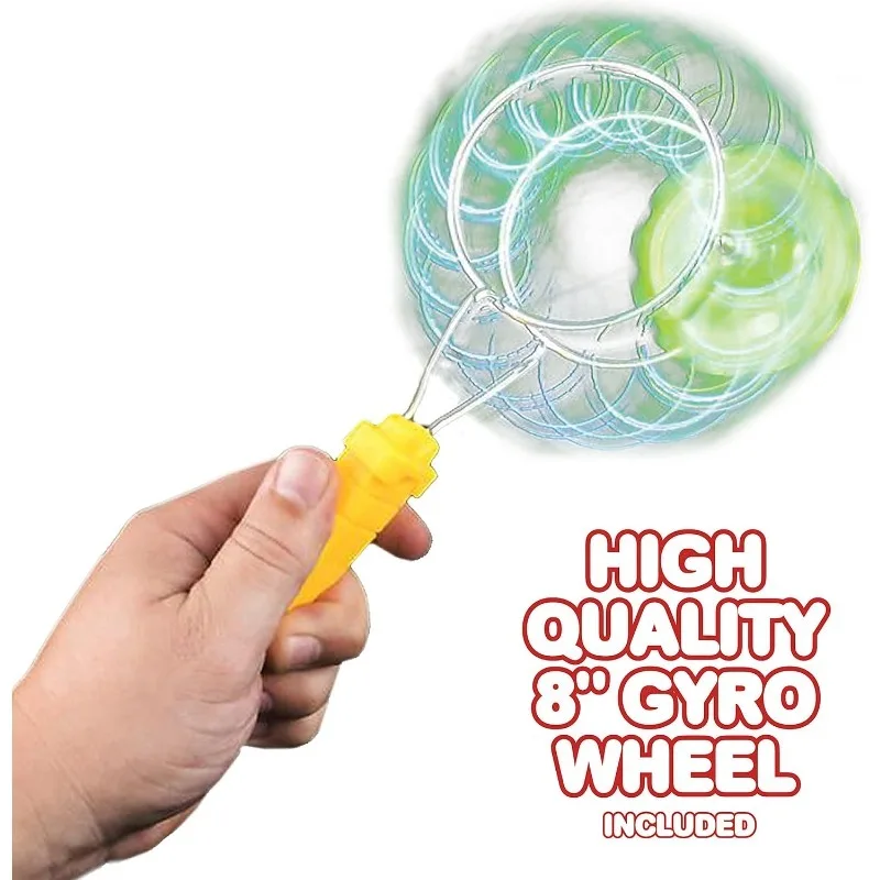 Magnetic Gyro Magic Rail Twirler Flashing GyroWheel Portable Light Up Glow Magnetic Gyro Wheel Spinning Toys for Children Gifts