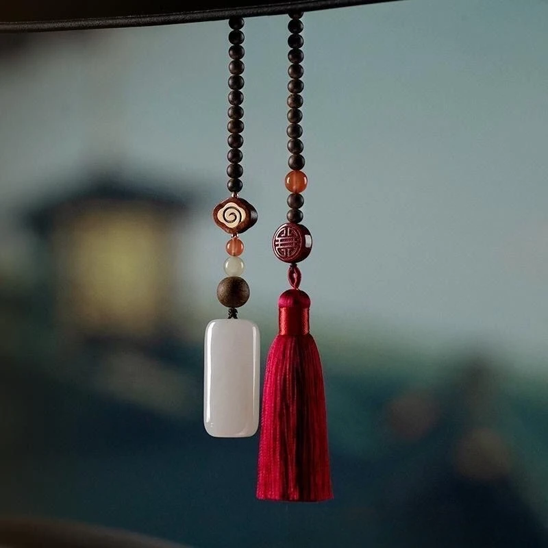 

Luxury Simple and Grand Hotan Jade Safe and Sound Car Pendant Lovers' Car Interior Pendant Creative Car Pendant