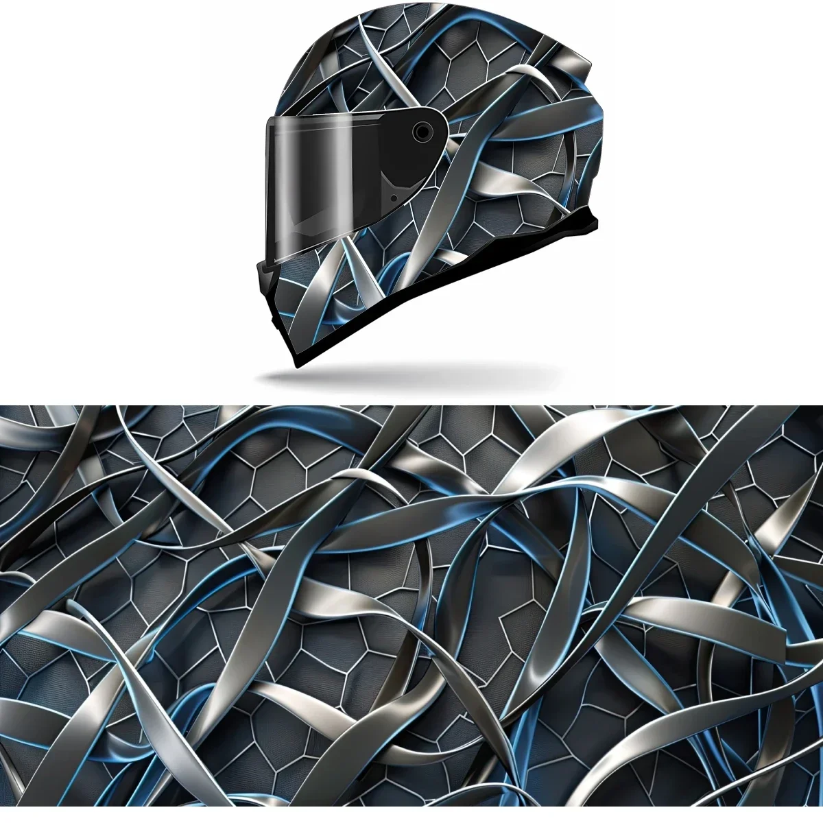 

3D Metal Surface Art Full Helmet Wrap Sticker Motorcycle Helmet Racing Graphic Decal Vinyl Wrap Helmet Decor Sticker