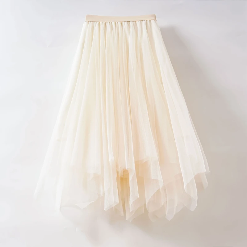 Jupe tutu en tulle à volants taille haute pour femmes, jupe midi noire, jupes en tulle