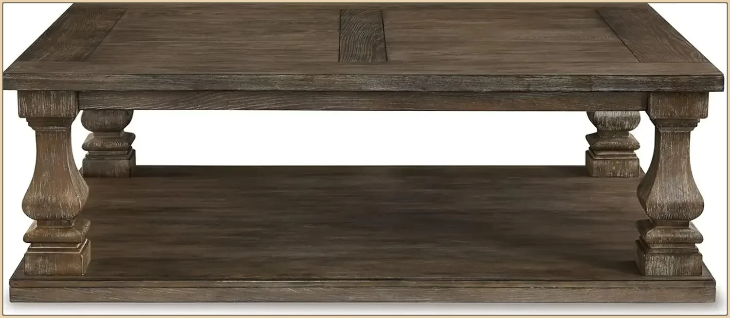 Johnelle Farmhouse Coffee Table with Weathered Gray Finish, Gray