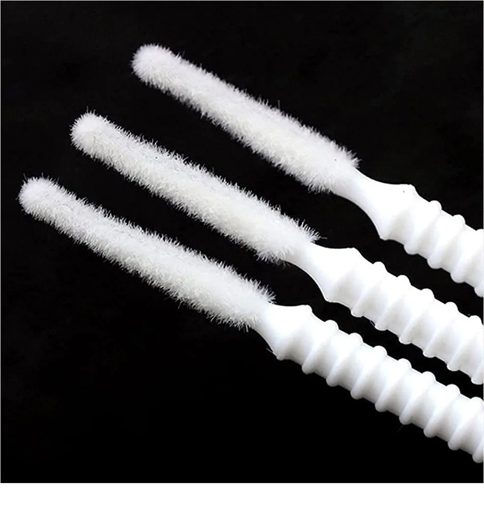 100 hisopos de algodón de maquillaje nano ultrafinos para extensiones de delineador de ojos y pestañas: sin fragancia, cerdas de poliéster, mango de Abs