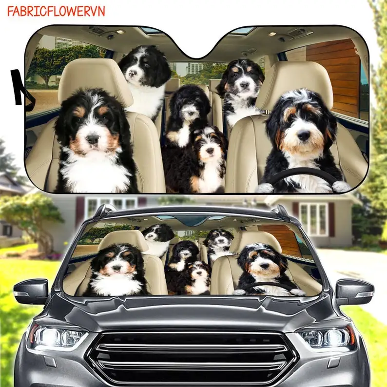 Bernedoodle Car Sunshade, Bernedoodle Car Decoration, Bernedoodle Windshield, Dog Lovers, Dog Car Sunshade, Gift For Mom, Gift F