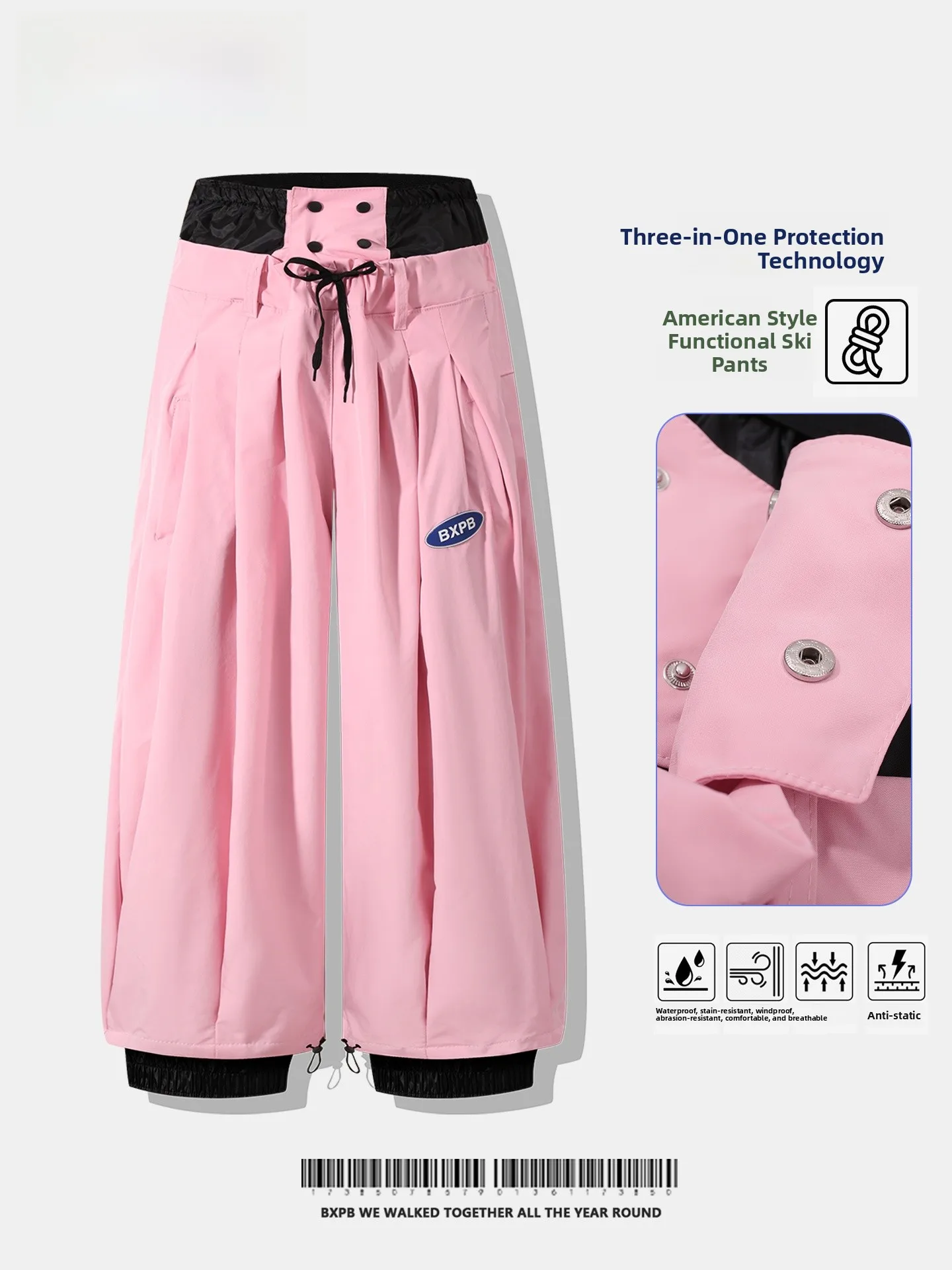 bxpb-pink-snowboard-pants-men's-women's-waterproof-windproof-wear-resistant-skiing-trousers-for-snowfield-outdoor-activities