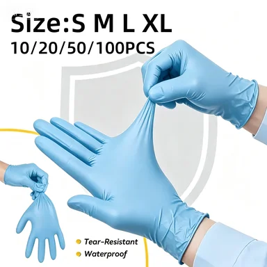 Disposable Nitrile Gloves Blue/ Black Gloves With Flexible Snug Details Available In Multiple Sizes Multifunctional Gloves