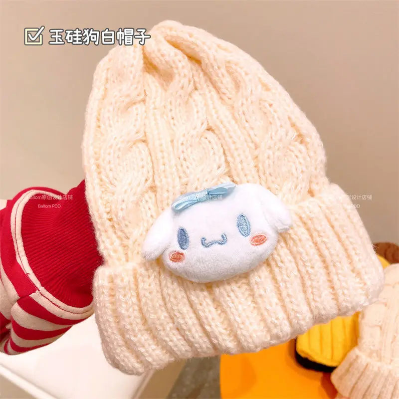 Hello Kitty Cinnamoroll Anime Kawaii Sanurgente Ins DIY Handmade Whol Hat, Cute My Melody Students, Warm Cap, Gifts for Kids