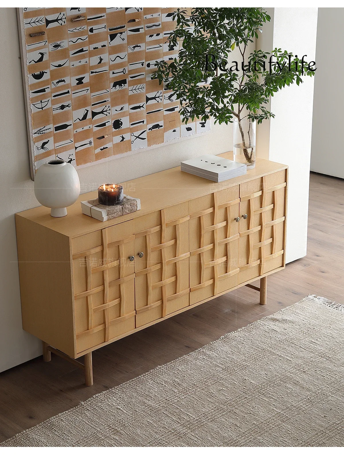 

Side cabinet retro storage against the wall integrated fashion living room dining room fashion simple home fashion