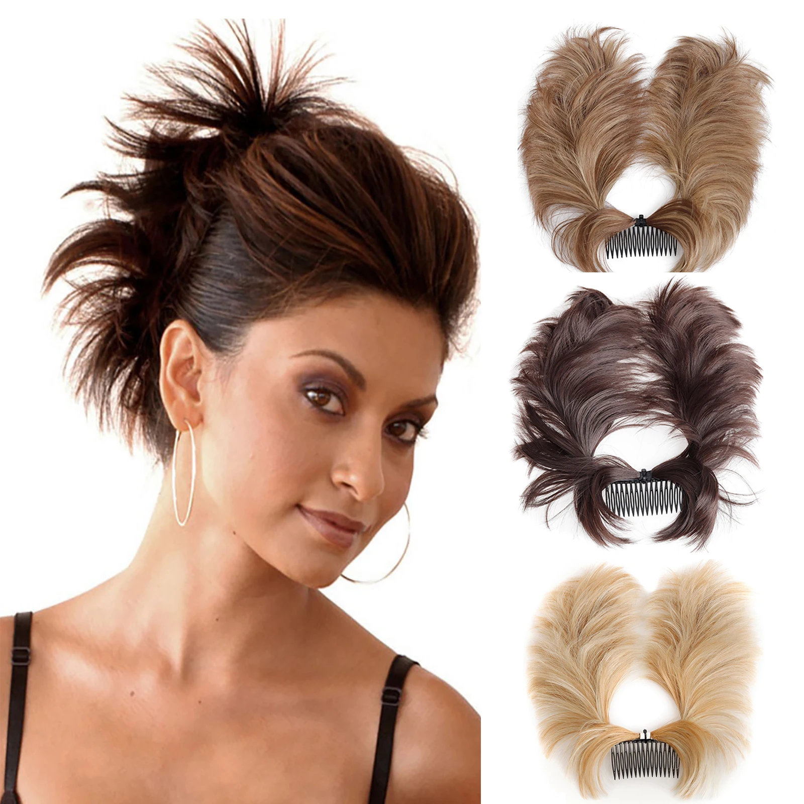 DIY قطع الشعر فوضوي الكعك مشط كليب أوبدو Scrunchies فو كعكة العقدة بسهولة إنشاء تسريحات الشعر الاصطناعية للنساء #1