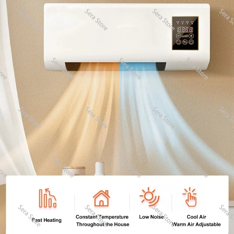 Portable Heater Small Heater Portable Wall Mounted Nature Wind Hot HeaterFan for Bathroom Bedroom Wall MountedHeater Machine