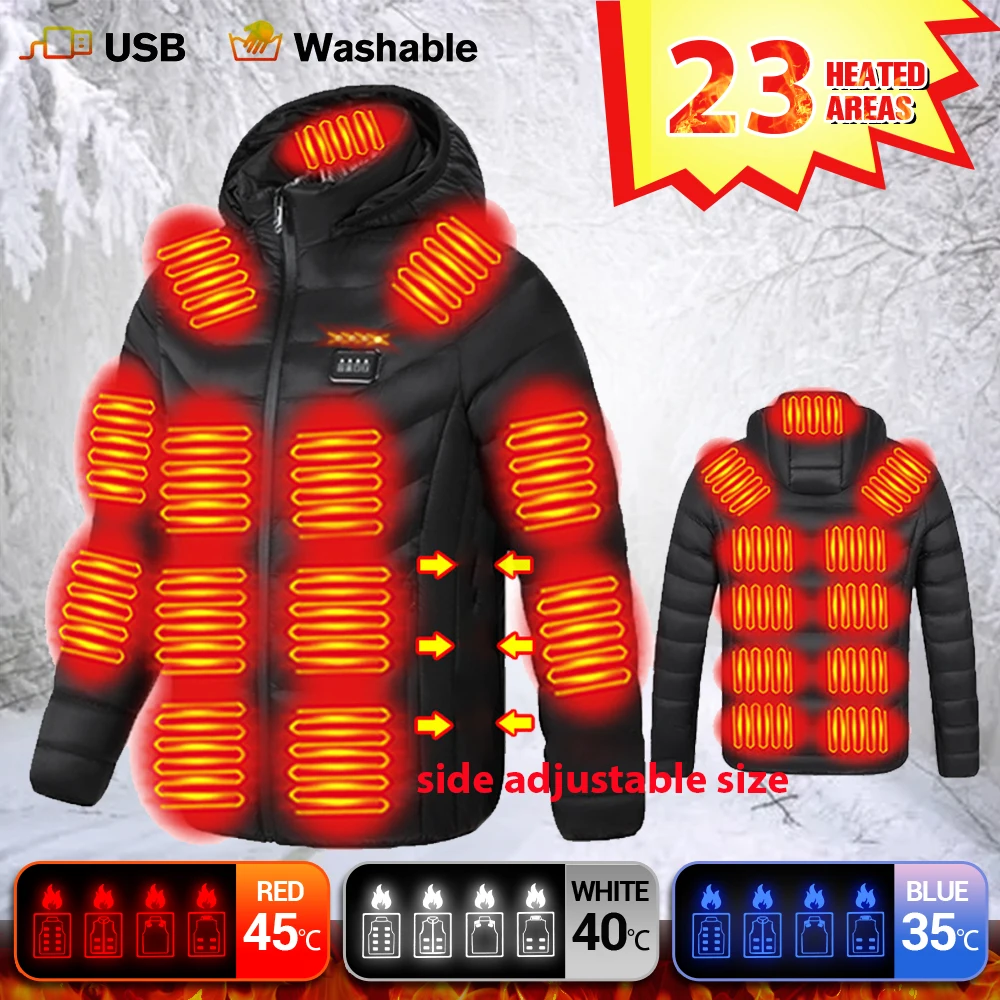 23 Areas Heated Jackets Men's and Women's Heating Jacket Winter Warm Thermal Vest Cotton Coat for Hunting Hiking Camping