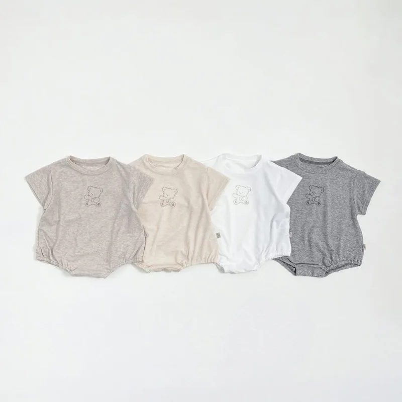 

2026 Summer New Baby Short Sleeve Cotton Bodysuit Newborn Cute Bear Jumpsuit For Boy Girl Toddler Casual Clothes 0-24M