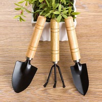 3Pcs Shovel Rake Spade Set Small Rake Shovel Spade Multifunction Hand Planting Tools Wooden Handle for Indoor Gardening