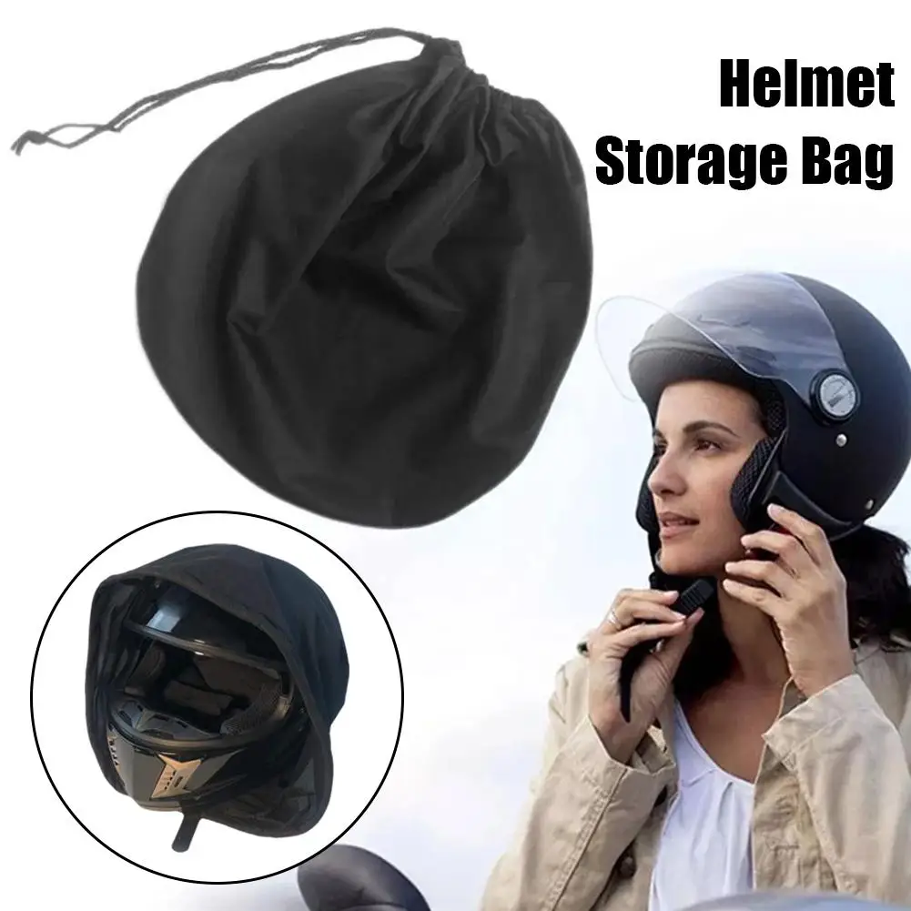 Motorcycle Helmet Bag Plush Soft Drawstring Pocket Full Half Helmet Lid Protect Bag Wear Resistant Cycling Helmet Carrying Bag